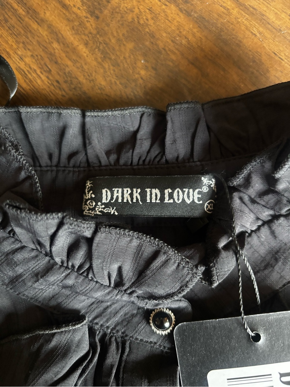 NWT Dark in Love Eleanor Black Blouse Ruffle Button Down Corset Lace Up Back - Picture 13 of 14